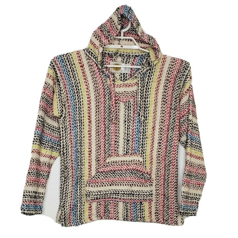 Earth Ragz Womens Sweatshirt Sz‎ Medium L/S Multicolor Hooded Kangaroo Pouch